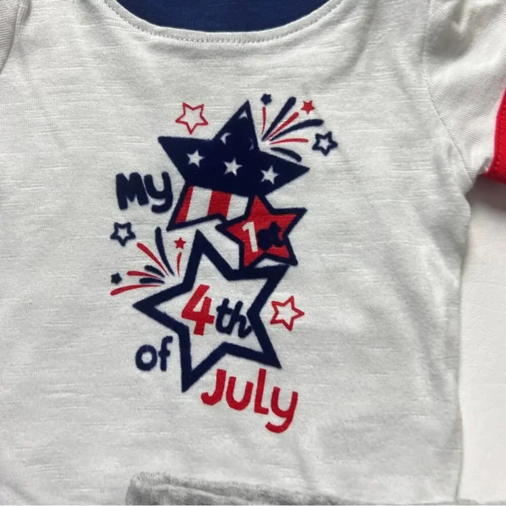 Koala Kids July Fourth Holiday Celebration Matching One Piece Set Sz NB